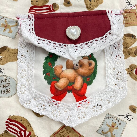 Teddy Bear Print Shorts Christmas Lace Twee High Waisted Women Lace Cream - Picture 7 of 10